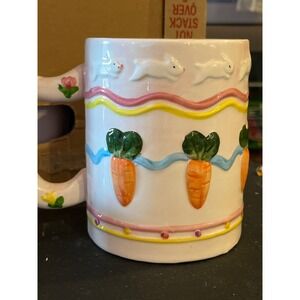 CSC Easter Bunny Carrot Ceramic Mug 3D Relief Pastel Spring Coffee Cup